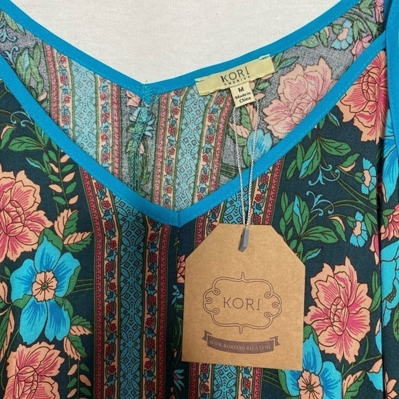 NWT Kori Flower Mixed Dress Handkerchief Hem med - Picture 6 of 13